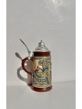 Vtg Gerzit Gerz West German Beer Stein “Ein Volles Glas Des Gastes..” Pewter Lid